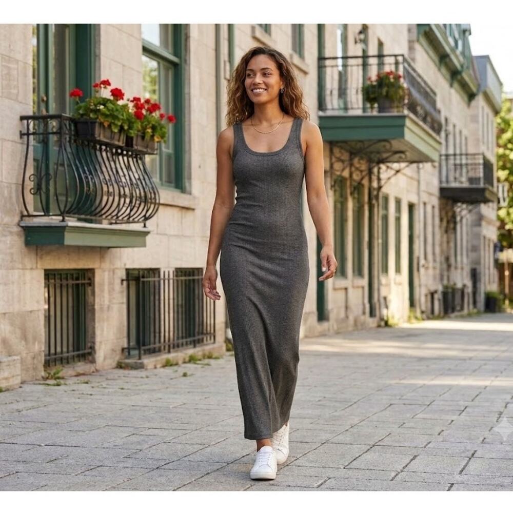 Twenty Gray Ribbed Tank Maxi Dress Size Large